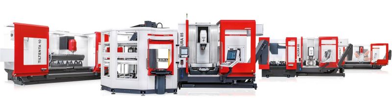 Serie av moderna industriella cnc-maskiner för precisionstillverkning.